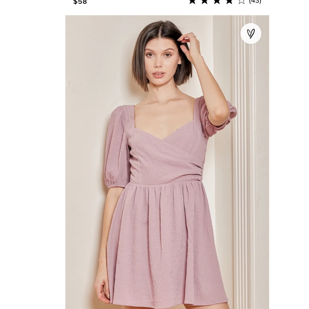 NWOT Little Bit In Love Dusty Purple Surplice Puff Sleeve Mini Dress - Picture 4 of 7